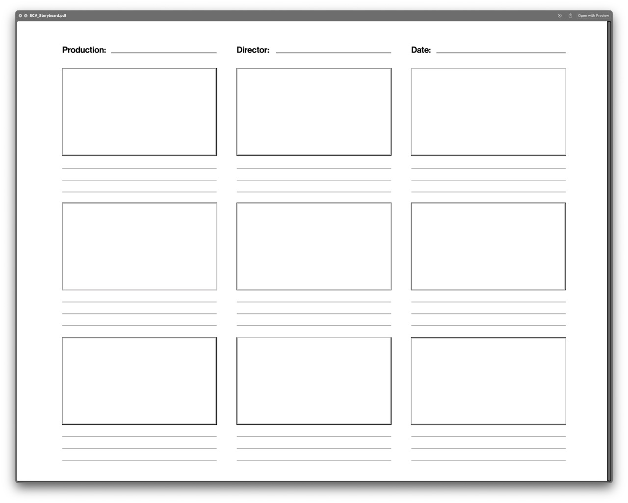 FILM STORYBOARD TEMPLATE